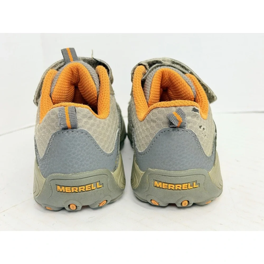 Merrell Trail Chaser Kids Hiking Shoes Gray Orange Hook-and-Loop Size 10M